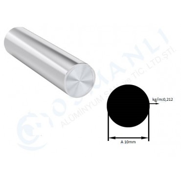 Alüminyum dolu çubuk çap  10mm